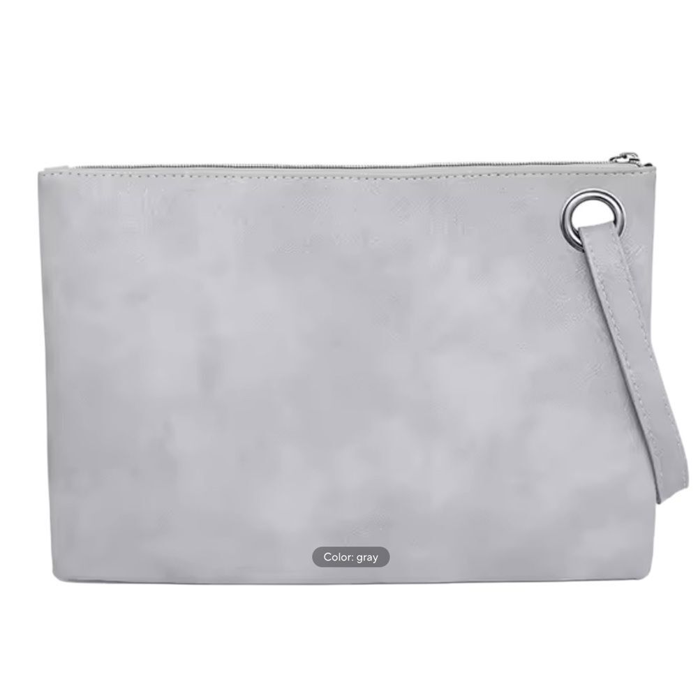 GRAY LARGE PU‎ LEATHER CLUTCH